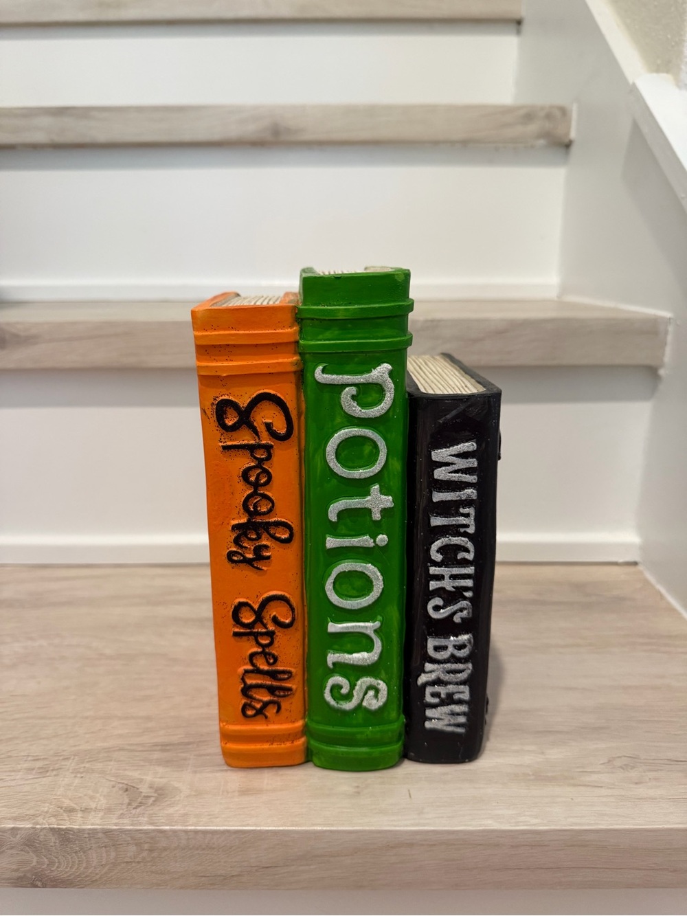 Halloween Decorative Glittery Book Stack - Orange, Green, Black